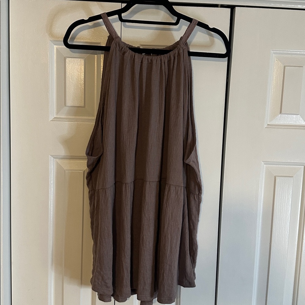 Maurices Taupe Textured Sleeveless Blouse